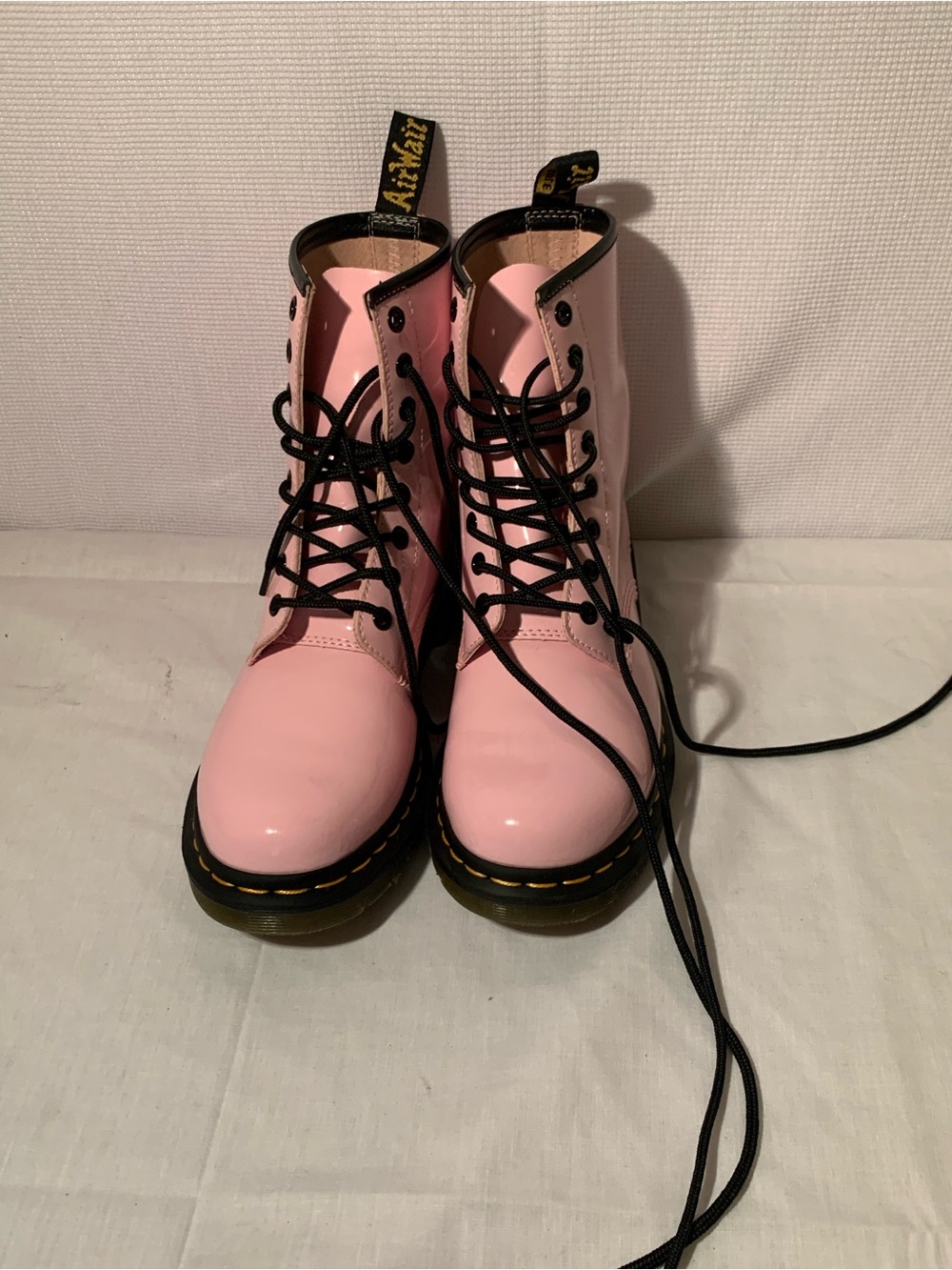 Dr. Martens Pink Patent Lace-Up Combat Boots